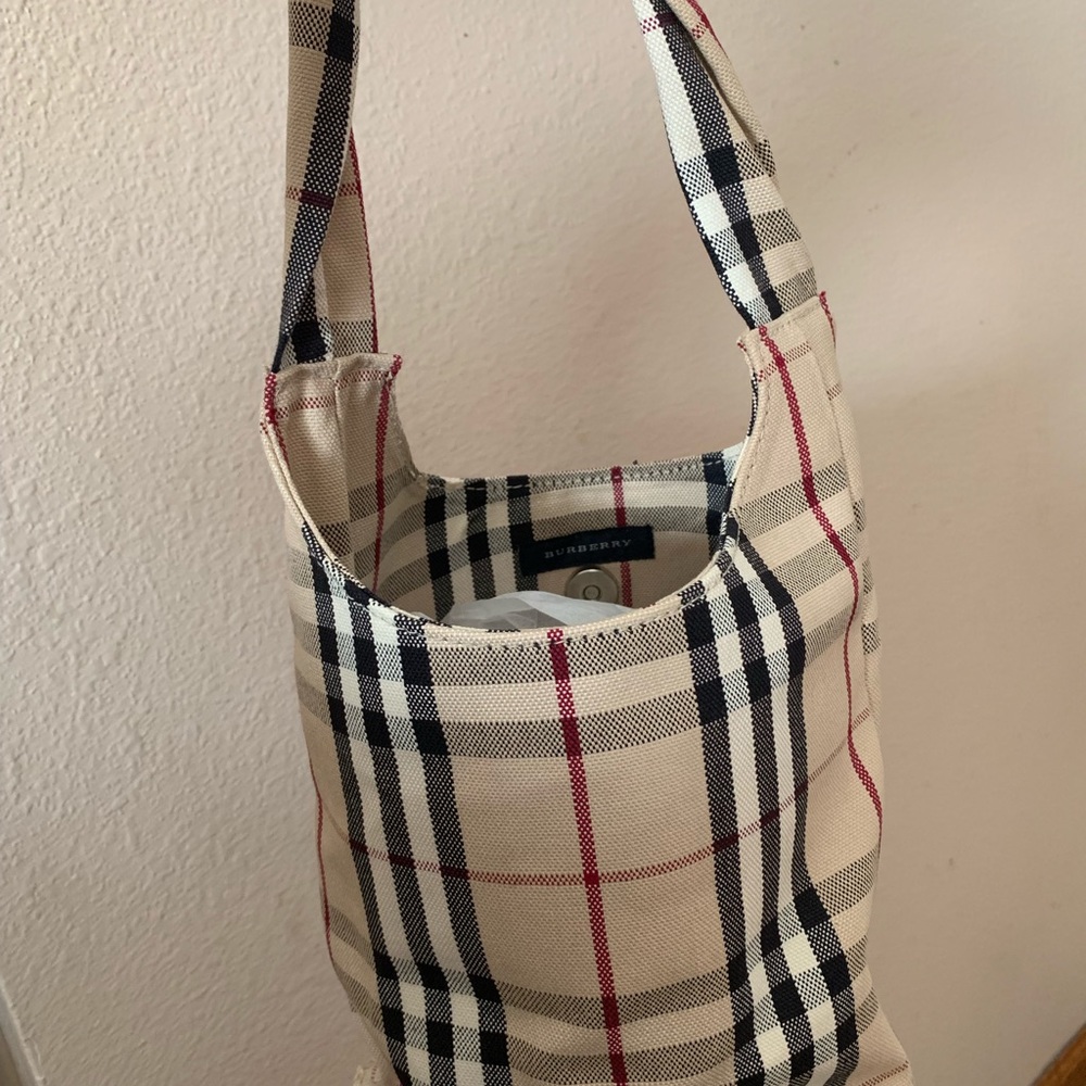 Burberry bucket check beige canvas shoulder bag